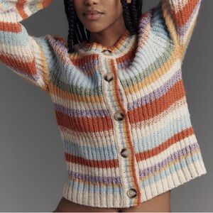 Pilcro Ribbed Multi-Stripe Cardigan Sweater